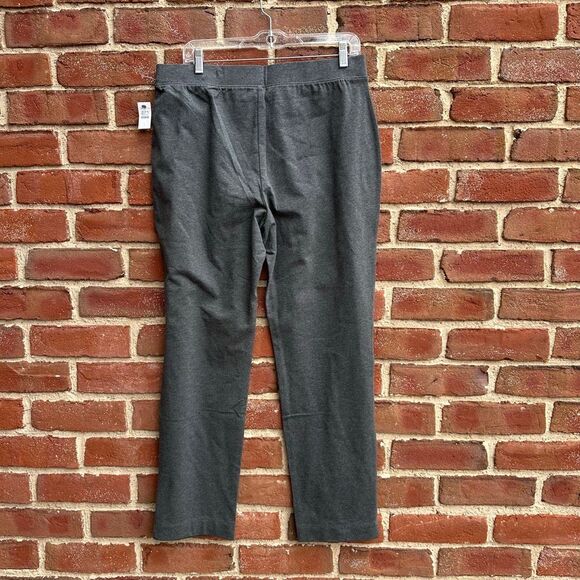 T By Talbots $70 Women Gray Stretch Knit Pull On Straight Ankle Pants large NEW - Picture 6 of 8
